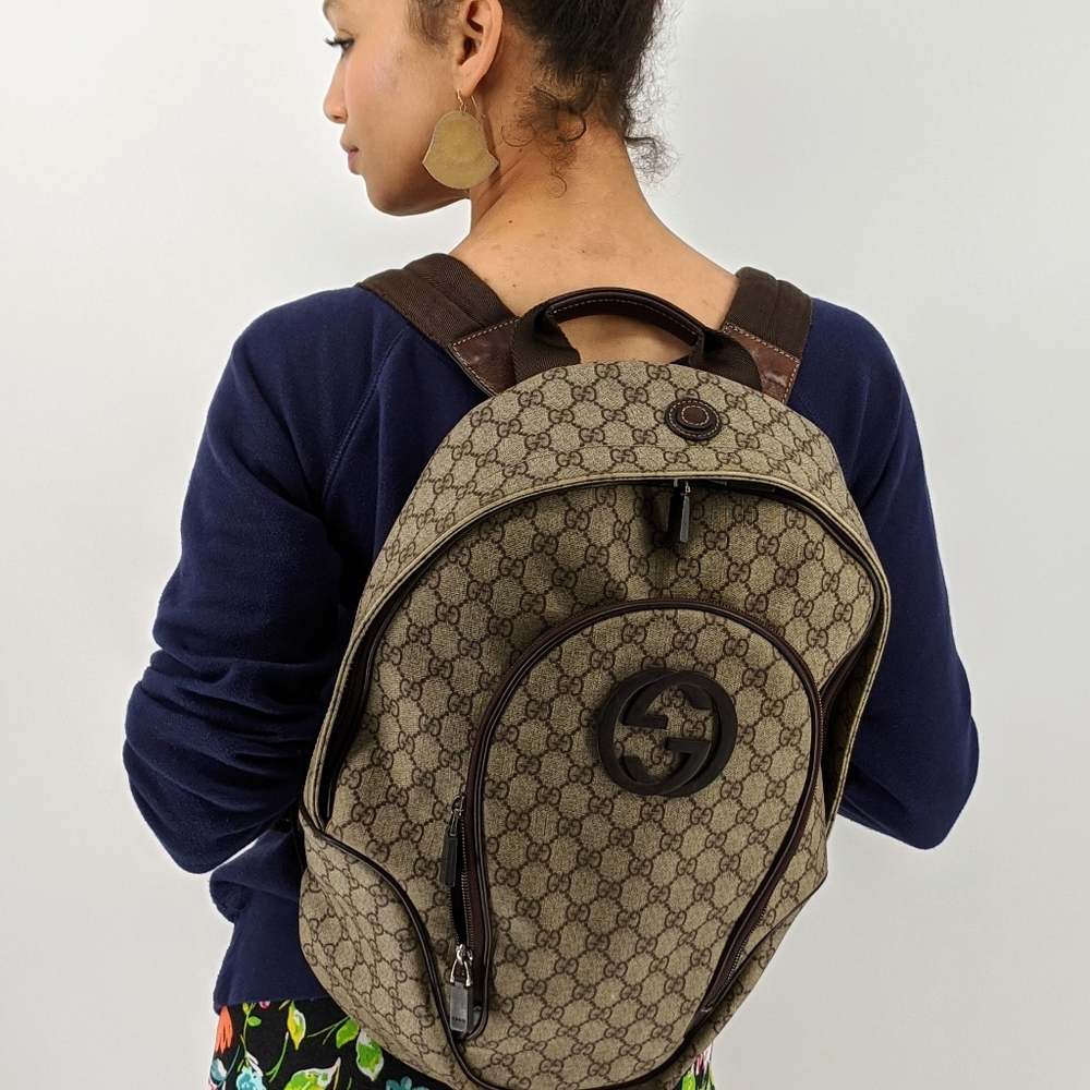GUCCI GG Interlocking G Med Backpack Coated Canvas - Picture 1 of 8